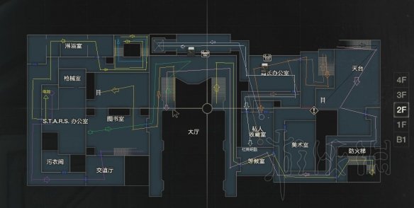 《生化危机2重制版》克莱尔表关警察局路线地图标注及说明 2